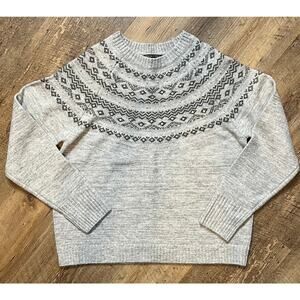 Absolutely Famous Embroidered Gray Pearls & Rhinestones Sweater Sz L NWT